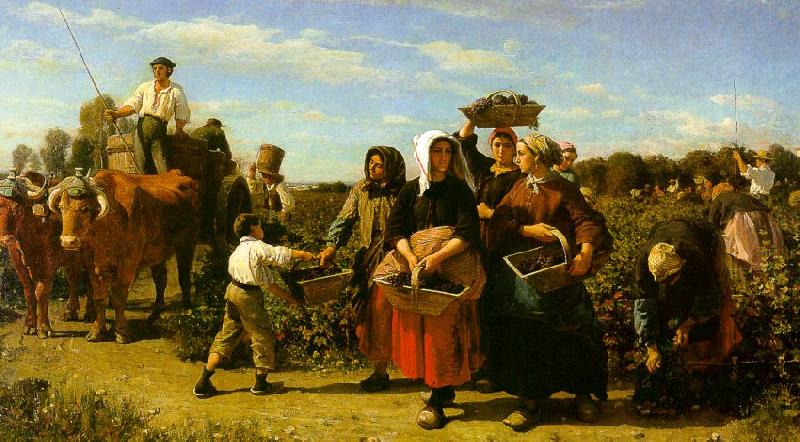 Jules Breton The Vintage at the Chateau Lagrange oil painting picture